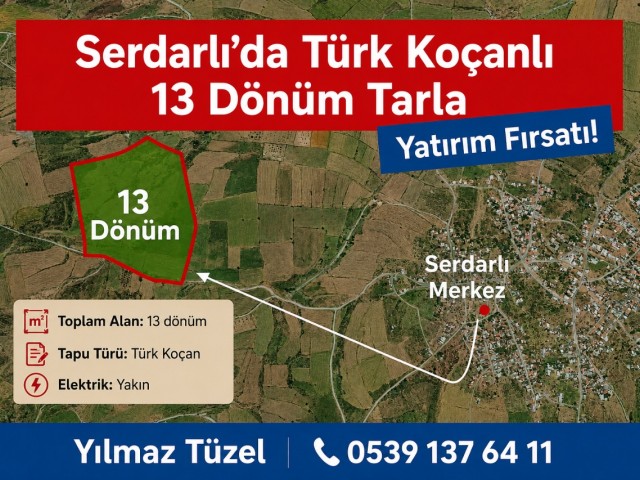 Serdarlı Bölgesinde Satılık Türk Koçanlı 13 Dönüm Arazi Takasa Açıktır - Fotoğraf 4