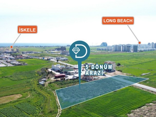 İskele Merkez'de Satılık 5 Dönüm Arazi (Ticari ve konut İmarlı)