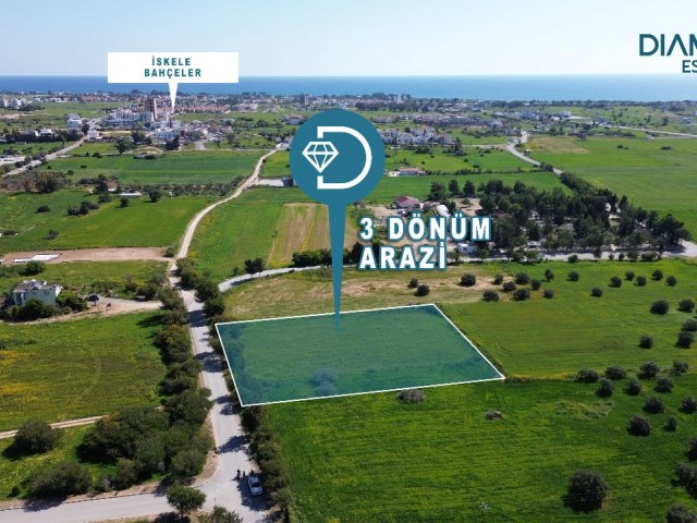 Bahçeler, İskele'de Satılık 3 Dönüm Arazi (İmara Açık)