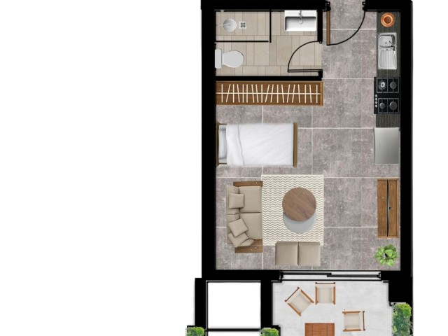 İskele'de smart site'de %35 peşinatla 3+1 LOFT daire +Çatı terası, Anahtar teslimi Mart 2026 - Fotoğraf 4