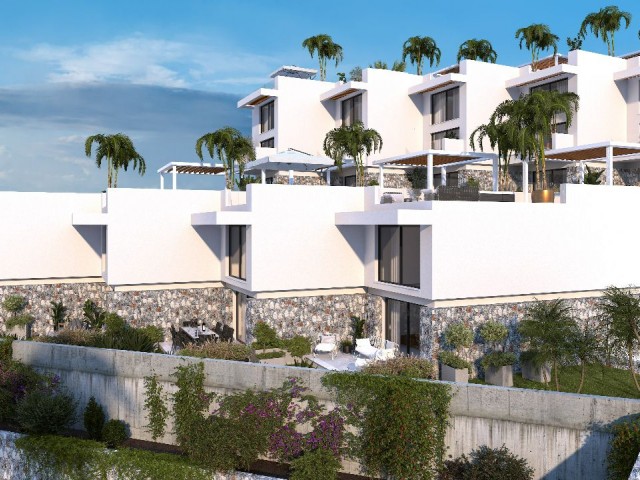 Esentepede delux Townhouse 2+1, özel havuzlu ödeme planıyla! İlk sahil şeridi, panoramik deniz manzarası! çatı teraslı 50 m2 Toplam yaşam alanı: 143 m2 Anahtar teslimi: 2025