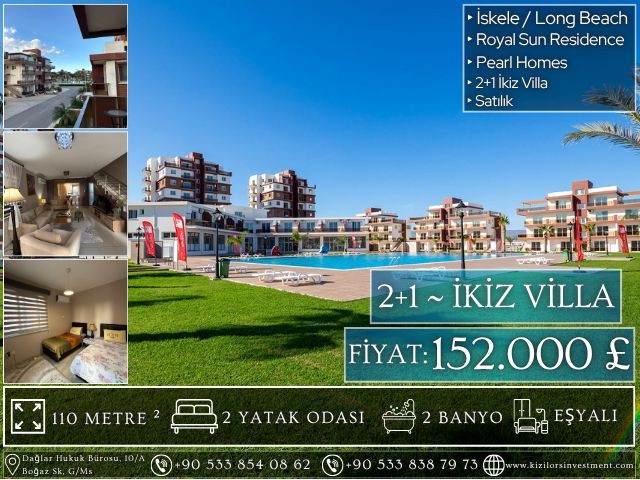 🏡 152.000 £ | ❌ Sözleşme Yenileme Ücreti Yok ❌ | Tapusu Hazır 2+1 İkiz Villa | Denize 500m | Full Eşyalı | Royal Sun Resıdence | Kızılörs Investment - Fotoğraf 3