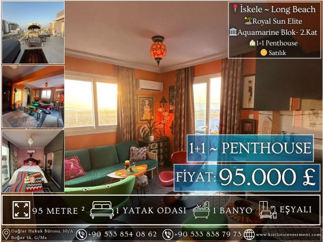 ✨Royal Sun Elite,📍İskele / Long Beach - Satılık 1+1 Penthouse | 🏛️Aquamarine Blok - 2.Kat | 💷95.000 £ | KIZILÖRS INVESTMENT - Fotoğraf 4