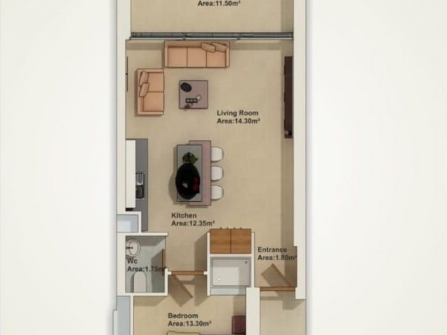 Bahçeli Palm Bay View'de Sahibinden Satılık Full Eşyalı 1+1 Daire
