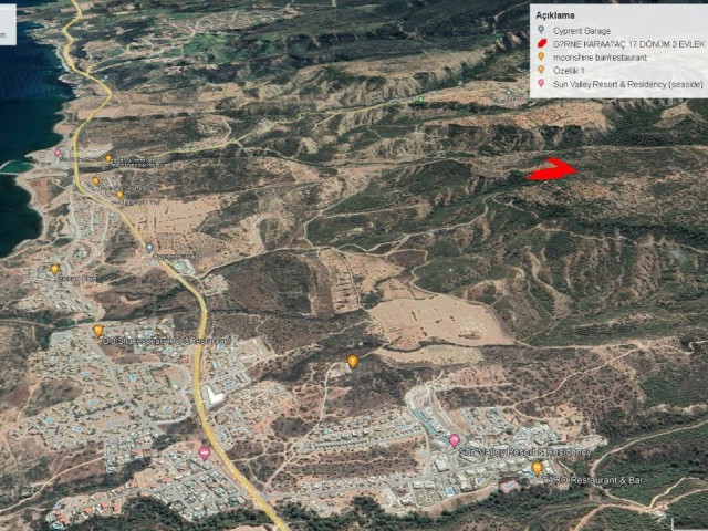 Girne Karaağaçda Dağ ve Deniz Manzaralı 17.3 Dönüm Satılık Arazi Adem Akın05338314949 - Fotoğraf 2