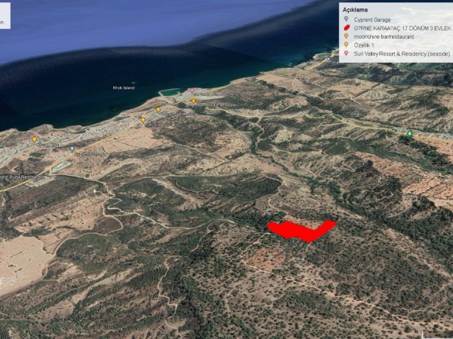 Girne Karaağaçda Dağ ve Deniz Manzaralı 17.3 Dönüm Satılık Arazi Adem Akın05338314949 - Fotoğraf 3