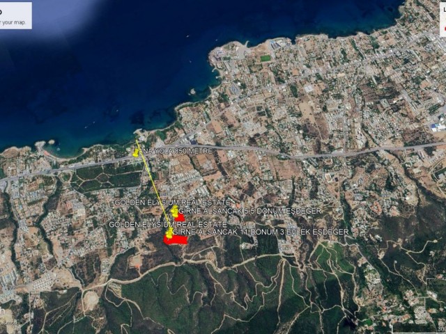 Not: Dönüm Fiyatı : 200,000 GBP : Girne Alsancak da Süper Deniz Manzaralı Site ve Willa Yapımına Uygün Satılık 11 Dönüm 3 Evlek Eşdeğer Koçanlı Arazi Adem Akın 05338314949 - Fotoğraf 3