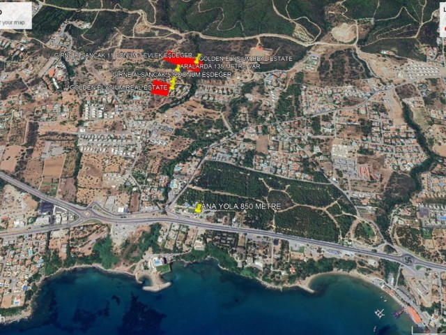 Not: Dönüm Fiyatı : 200,000 GBP : Girne Alsancak da Süper Deniz Manzaralı Site ve Willa Yapımına Uygün Satılık 11 Dönüm 3 Evlek Eşdeğer Koçanlı Arazi Adem Akın 05338314949 - Fotoğraf 4